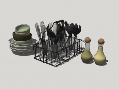 廚房小件SU模型下載 草圖大師廚房小件模型庫(kù)及用具資源指南